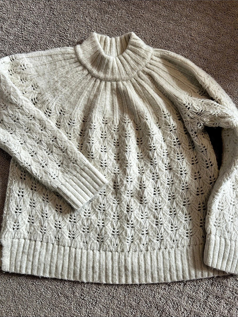 Madewell Pointelle Stitch-Mix Mockneck Sweater Cream Medium